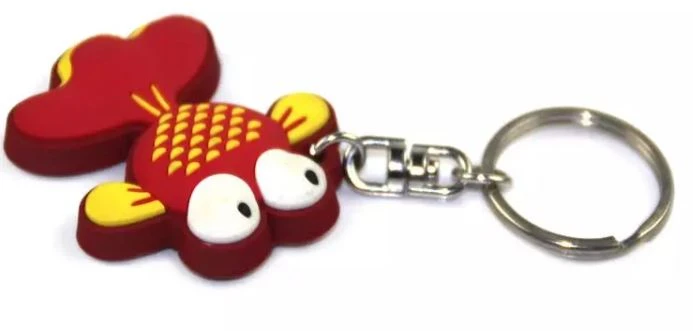 PVC 3d fish logo personalized rubber keychain