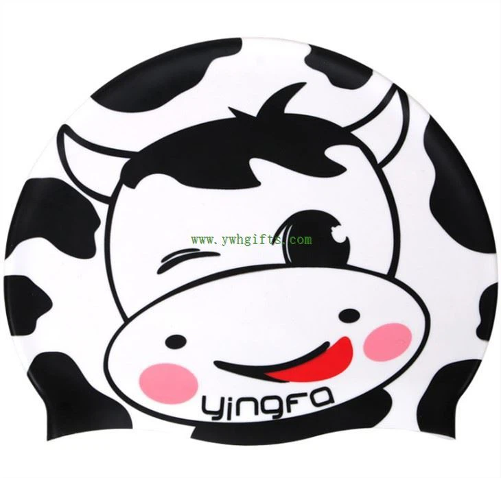 Kids Waterproof Swim Bath Cap Pure Silicone Earmuffs Swim Cap