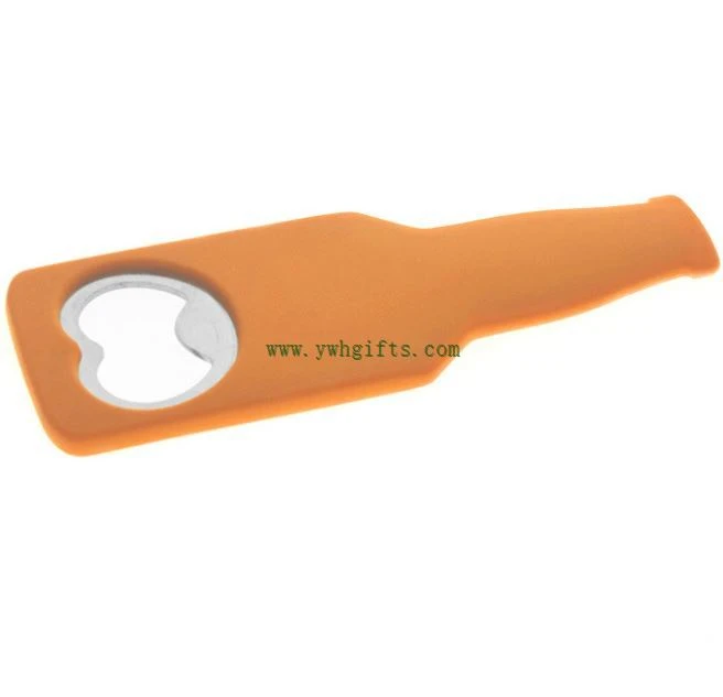 Soft Silicone Bottle Shape Bottle Opener Metal Reusable Beer Opener