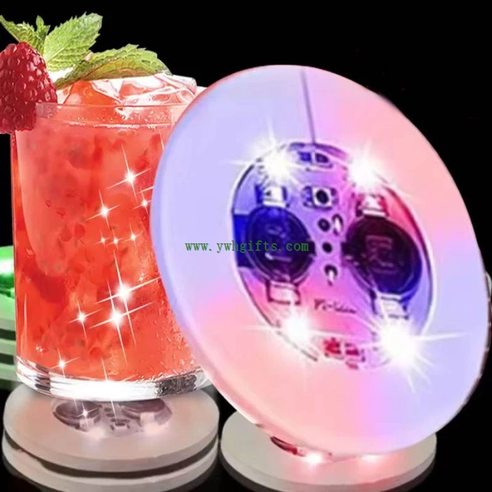 Customized Waterproof LED Bottle Light Sticker Coasters high quality